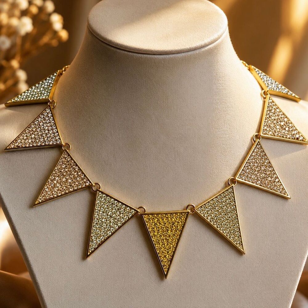 Ombré Pavé Triangle Collar Necklace Eddie Borgo Gold Tone $1050